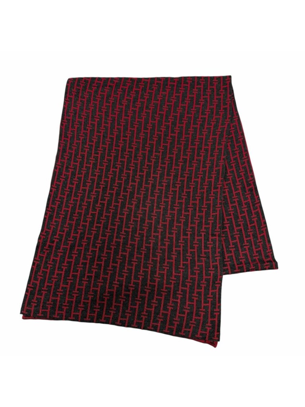Hermes Vintage Echarpe Maille de Motif H Silk 100% Plomb Rouge Martin Margiela